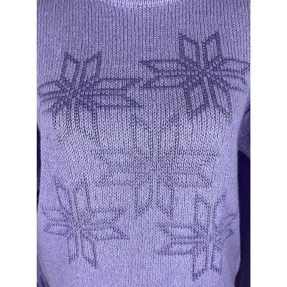 Vintage Meister Purple Snowflake Mohair Blend Ski Turtleneck Sweater Size Small - Picture 5 of 6